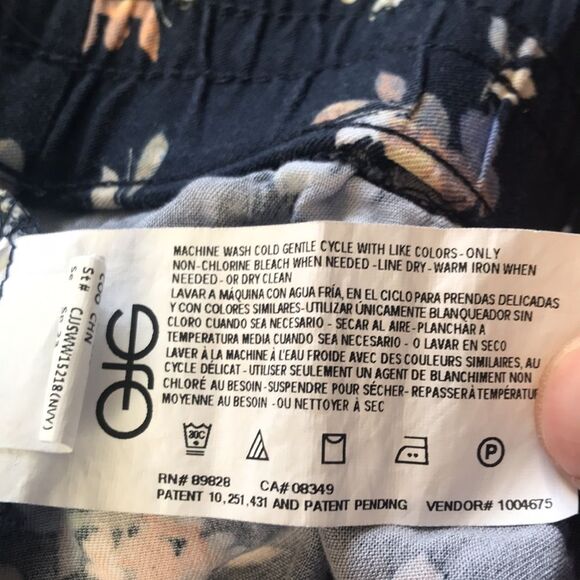 Jessica Simpson Pants Floral Print Pull on Grandmacore Comfortable Soft Navy - Picture 5 of 5